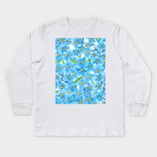 Forget me not watercolor Kids Long Sleeve T-Shirt